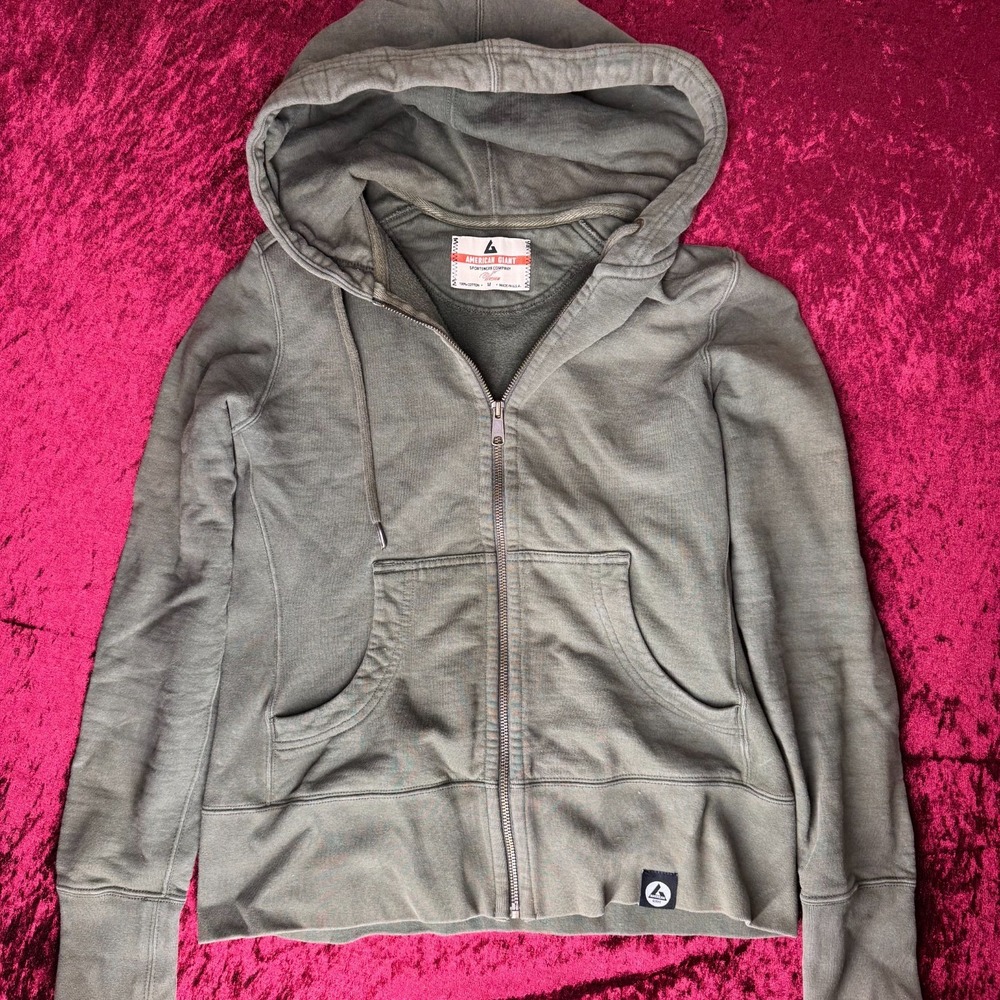 American Giant Hoodie Women's M Gray Fleece‎ Lined Classic Long Sleeve Full Zip